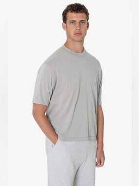 Los Angeles Apparel Garment Dye Light Grey Crewneck Supima Cotton T-Shirt